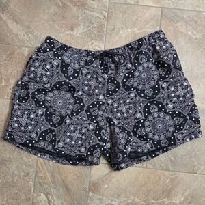 LCKR‎ XXL Mens Swim Trunks Bandana Print Drawstring 2XL Black White Shorts